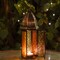 In the Breeze 9214 — Orange & Yellow Large Hex Tealight Lantern — Moroccan-Style Boho Chic Tealight Glass and Metal Tabletop Lantern